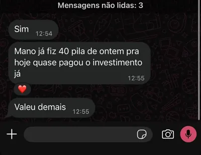Cliente comenta seu resultado e agradece.